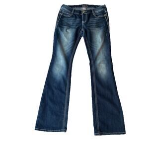 Vanity Premium Collection Women’s sz 29W 35L Blue Jeans Bootcut Thick Stitching